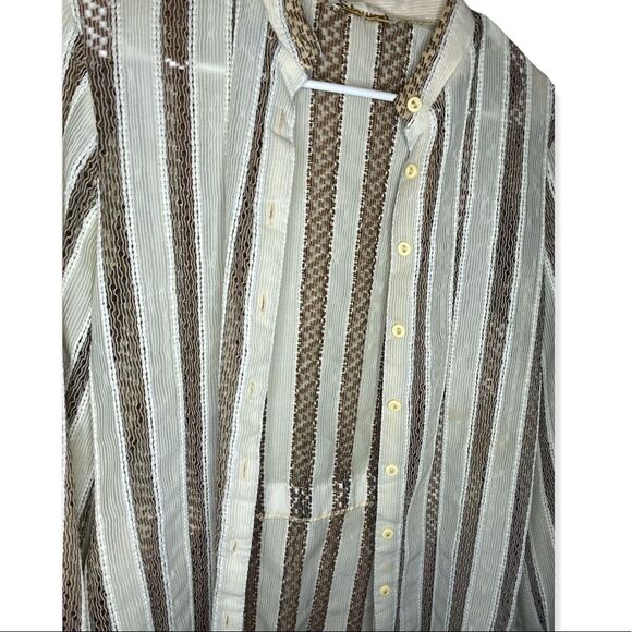 E Stewart button down tan nude vertical textured panels womens size 12, Large - Picture 3 of 6